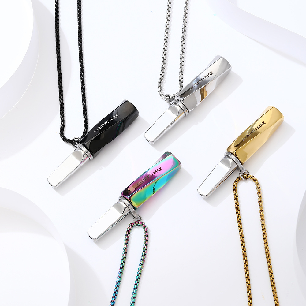 Vaping Air - สร้อยคอสแตนเลสสตีลสำหรับสูดดมกลิ่นหอมธรรมชาติ อุปกรณ์ช่วยหายใจแบบเติมได้ ไร้ควัน ช่วยผ่อนคลาย สร้างสมาธิ